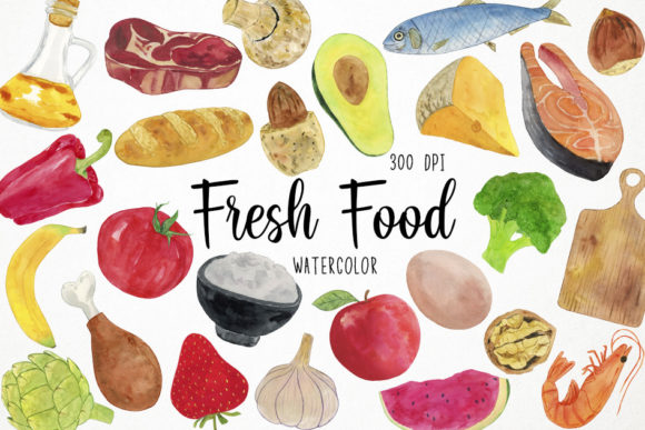 Download Watercolor Fresh Food Clipart, Organic - Fresh Collection