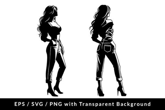 Download Casual Fashion Woman Posing Clip Art SVG - Premium Resources